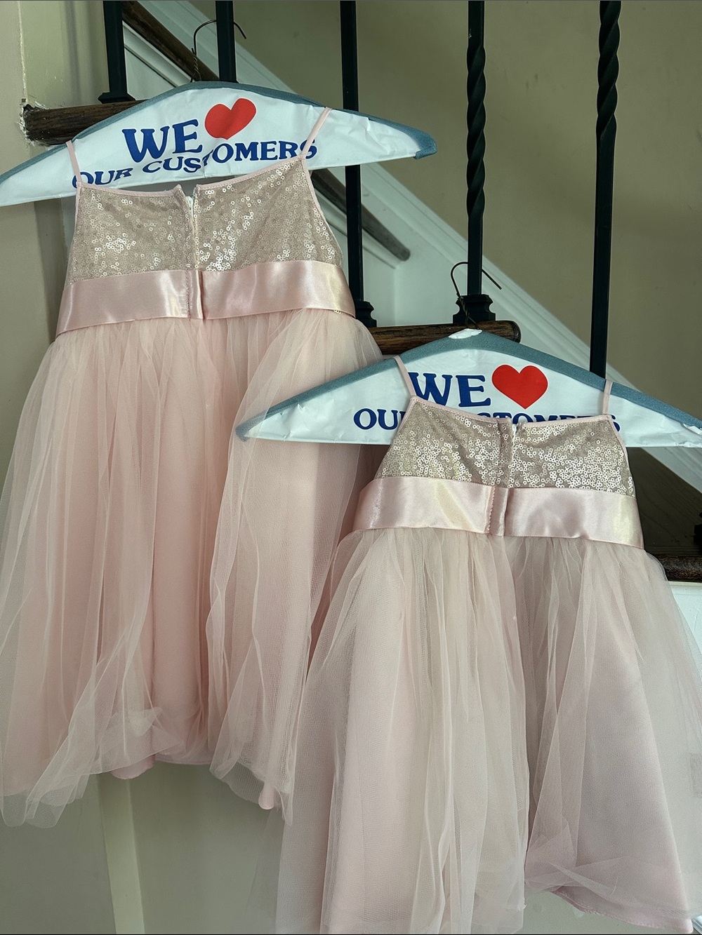 David's Bridal Blush Pink Sequin Bodice Tulle Dress with Satin Bow - Kids - Picture 4 of 4